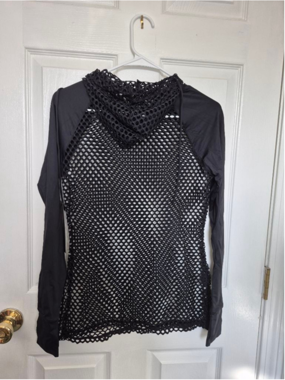 Women's Mono B Black Long Sleeve Mesh Top S - Picture 2 of 5